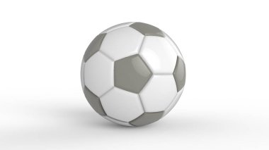 Siyah arka planda izole edilmiş gri futbol plastik metal kumaş topu. Football 3d yanıltmaca.