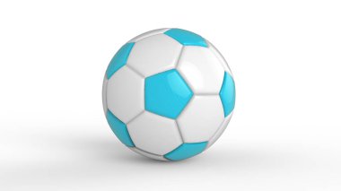 Gök mavisi futbol plastik metal kumaş topu siyah arka planda izole edilmiş. Football 3d yanıltmaca.
