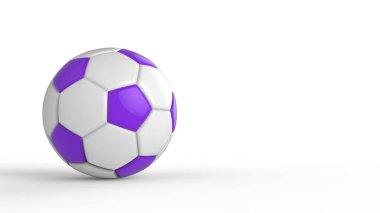 Siyah arka planda izole edilmiş mor futbol plastiği metal kumaş topu. Football 3d yanıltmaca.