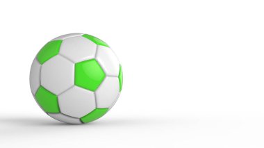 Siyah arka planda izole edilmiş yeşil futbol plastik metal kumaş topu. Football 3d yanıltmaca.