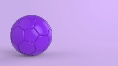 Siyah arka planda izole edilmiş mor futbol plastiği metal kumaş topu. Football 3d yanıltmaca.