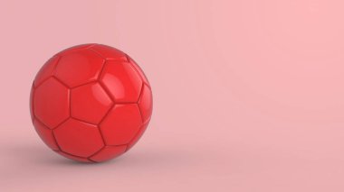 Siyah arka planda izole edilmiş kırmızı futbol plastik metal kumaş topu. Football 3d yanıltmaca.