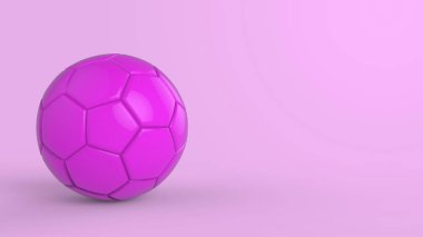 Siyah arka planda izole edilmiş mor futbol plastik metal kumaş topu. Football 3d yanıltmaca.