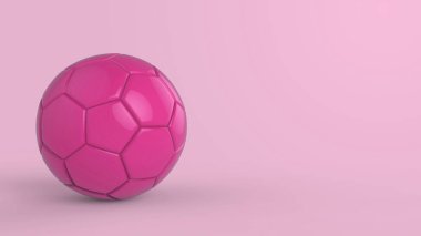 Siyah arka planda izole edilmiş pembe futbol plastik metal kumaş topu. Football 3d yanıltmaca.