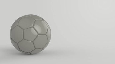 Siyah arka planda izole edilmiş gri futbol plastik metal kumaş topu. Football 3d yanıltmaca.