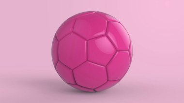 Siyah arka planda izole edilmiş pembe futbol plastik metal kumaş topu. Football 3d yanıltmaca.