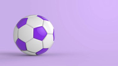 Siyah arka planda izole edilmiş mor futbol plastiği metal kumaş topu. Football 3d yanıltmaca.