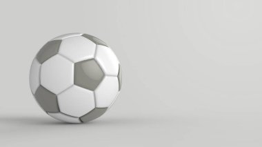 Siyah arka planda izole edilmiş gri futbol plastik metal kumaş topu. Football 3d yanıltmaca.