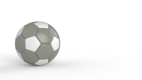 灰色足球塑料皮革面料球隔离在黑色背景 足球3D让人精神错乱 — 图库照片