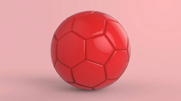 Pelota Cuero Plástico Fútbol Rojo Tela Metálica Aislada Sobre Fondo — Foto de Stock