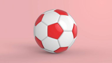 Siyah arka planda izole edilmiş kırmızı futbol plastik metal kumaş topu. Football 3d yanıltmaca.