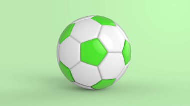 Siyah arka planda izole edilmiş yeşil futbol plastik metal kumaş topu. Football 3d yanıltmaca.