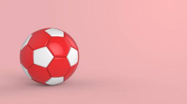 Siyah arka planda izole edilmiş kırmızı futbol plastik metal kumaş topu. Football 3d yanıltmaca.