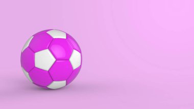 Siyah arka planda izole edilmiş mor futbol plastik metal kumaş topu. Football 3d yanıltmaca.