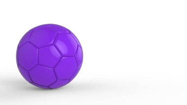 Siyah arka planda izole edilmiş mor futbol plastiği metal kumaş topu. Football 3d yanıltmaca.