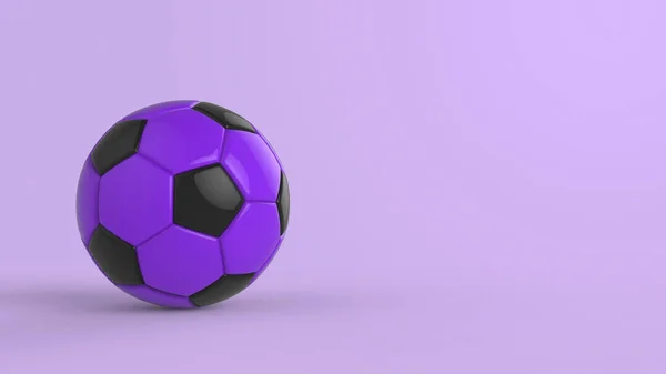 Bola Tela Cuero Plástico Fútbol Violeta Aislada Sobre Fondo Negro — Foto de Stock