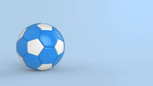 Μπλε Ποδόσφαιρο Πλαστικό Δέρμα Μεταλλική Μπάλα Ύφασμα Απομονώνονται Μαύρο Φόντο — Φωτογραφία Αρχείου