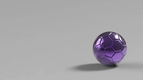 Violet Soccer Metal Ball Isolated Black Background Football Render Illlustration — Stock Photo, Image