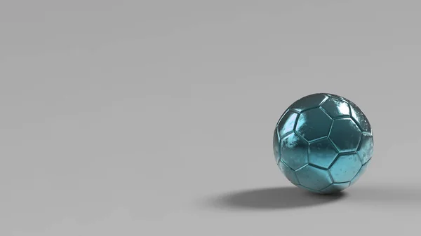 Azure Μπάλα Ποδοσφαίρου Μέταλλο Απομονώνονται Μαύρο Φόντο Ποδόσφαιρο Καθιστούν Ασθένεια — Φωτογραφία Αρχείου