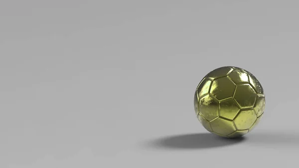 Κίτρινη Μπάλα Ποδοσφαίρου Μέταλλο Απομονώνονται Μαύρο Φόντο Ποδόσφαιρο Καθιστούν Ασθένεια — Φωτογραφία Αρχείου