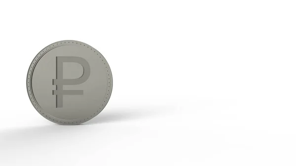 Сіра Срібна Монета Рубля Ізольована Білим Тлом Візуалізація Ізольована Ілюстрація — стокове фото