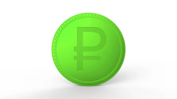 Green Ruble Coin Isolated White Background Render Isolated Illustration Business — Stock Photo, Image