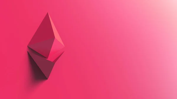 Red Ethereum Ícone Sinal Ouro Com Fundo Colorido Renderizar Ilustração — Fotografia de Stock