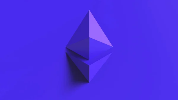 Blue Ethereum Gold Sign Icon Colored Background Render Isolated Illustration — Stock Photo, Image