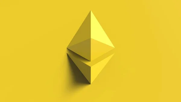 Κίτρινη Ethereum Χρυσό Σύμβολο Χρωματιστό Φόντο Καθιστούν Απομονωμένη Εικόνα Cryptocurrency — Φωτογραφία Αρχείου
