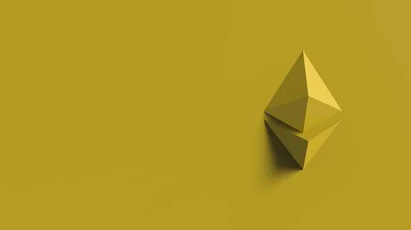 Yellow Ethereum Gold Sign Icon Colored Background Render Isolated Illustration — Stock Photo, Image