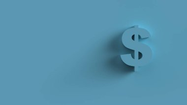 Cyan arka planda izole edilmiş dolar işareti mavisi. 3d izole illüstrasyon, iş, yönetim, risk, para, para, büyüme, bankacılık, banka, finans, sembol.