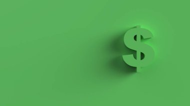 Cyan arka planlı dolar yeşili. 3d izole illüstrasyon, iş, yönetim, risk, para, para, büyüme, bankacılık, banka, finans, sembol.