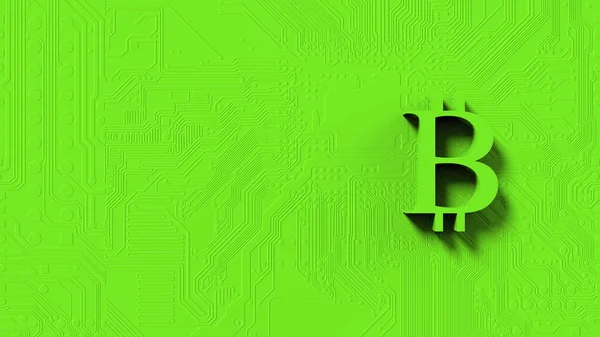 Grünes Bitcoin Goldzeichen Symbol Mit Farbigem Hintergrund Rendern Isolierte Illustration — Stockfoto