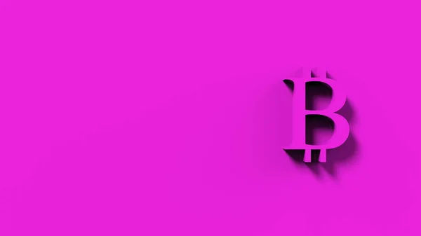 Rosa Bitcoin Guld Tecken Ikon Isolerad Med Färg Bakgrund Render — Stockfoto