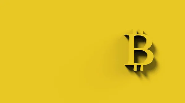 Gul Bitcoin Guld Tecken Ikon Isolerad Med Färg Bakgrund Render — Stockfoto