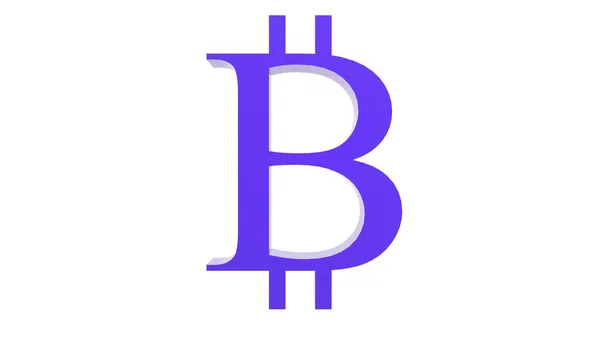 Ícone Sinal Ouro Bitcoin Violeta Isolado Com Fundo Branco Renderizar — Fotografia de Stock