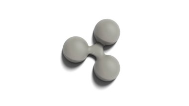 Gri XRP dalga işareti simgesi beyaz arkaplan ile izole edildi. 3D izole resimleme, kripto para, kripto, iş, yönetim, risk, para, büyüme, bankacılık, banka, finans, sembol.