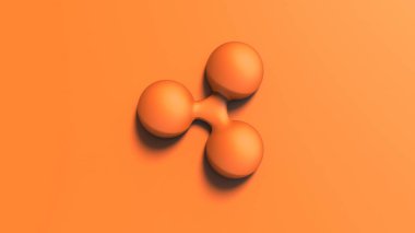 Renkli arka planda izole edilmiş turuncu Xrp dalgalı altın işaret simgesi. 3D izole resimleme, kripto para, kripto, iş, yönetim, risk, para, büyüme, bankacılık, banka, finans, sembol.