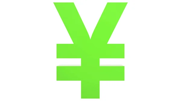 Icono Signo Oro Yen Verde Aislado Con Fondo Blanco Render — Foto de Stock