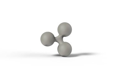 Gri XRP dalga işareti simgesi beyaz arkaplan ile izole edildi. 3D izole resimleme, kripto para, kripto, iş, yönetim, risk, para, büyüme, bankacılık, banka, finans, sembol.