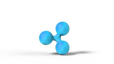 Gök mavisi Xrp, beyaz arkaplan ile izole edilmiş altın rengi işaret simgesi. 3D izole resimleme, kripto para, kripto, iş, yönetim, risk, para, büyüme, bankacılık, banka, finans, sembol.