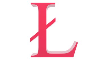 Beyaz zemin ile izole edilmiş kırmızı litekoin altın işaret simgesi. 3D izole resimleme, kripto para, kripto, iş, yönetim, risk, para, para, büyüme, bankacılık, banka, finans, sembol.