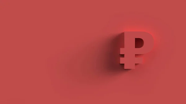 Signo Rublo Rojo Aislado Con Fondo Color Render Aislado Ilustración — Foto de Stock