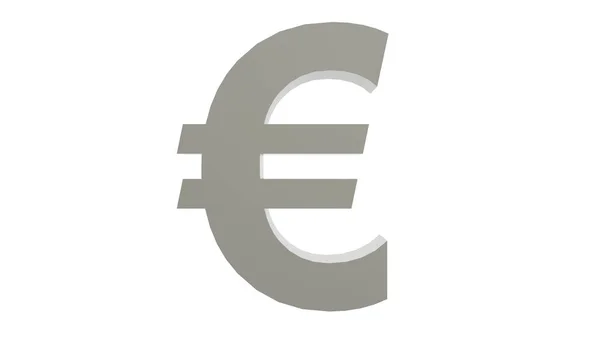 Ícone Cinzento Sinal Prata Euro Isolado Com Fundo Branco Renderizar — Fotografia de Stock
