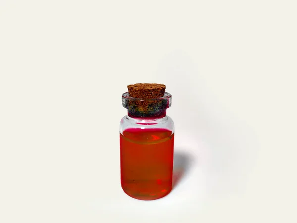 Poción Con Líquido Rojo Set Alquimia Con Matraz Pequeña Botella — Foto de Stock