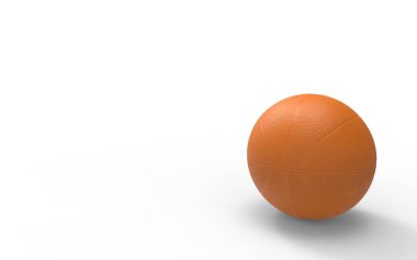 Turuncu plastik basketbol yakın plan, parlak beyaz stüdyo arka plan, yaldızlı, sarı, maç, takım, galibiyet, NBA, 3D görüntü