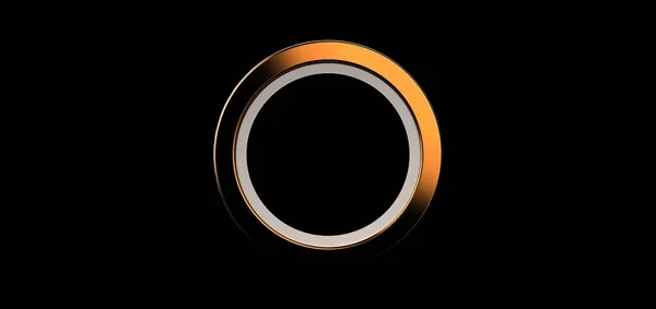Render Oranje Ring Zwarte Achtergrond Sieraden Metalen Cirkel Vorm Lege — Stockfoto