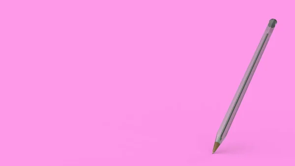Bic Прозора Пластикова Кулькова Ручка Рожевому Фоні Ілюстрація Рендерингу Чорна — стокове фото