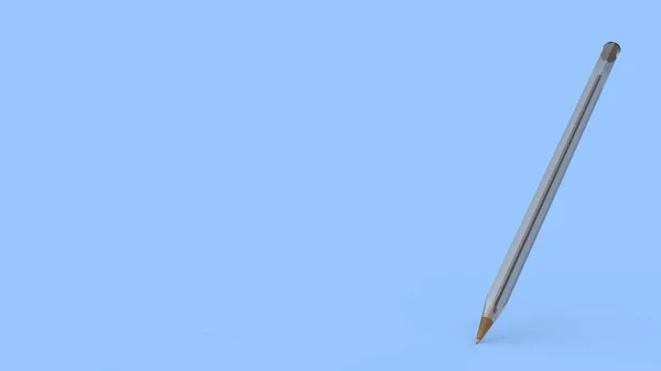 蓝色背景透明塑料圆珠笔 3D插图渲染Hd 黑笔作笔记 学习用品 办公用品 — 图库照片