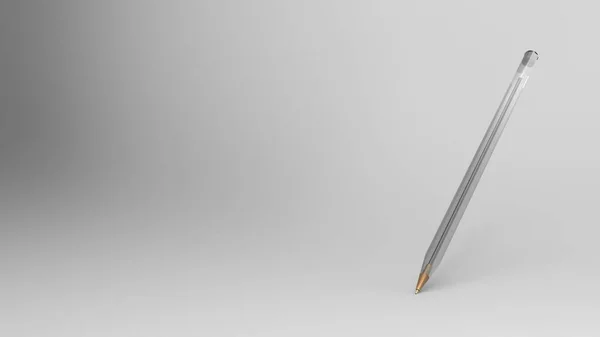 白の背景にビック 透明プラスチック製のボールペン 3DイラストレンダリングHd メモ用の黒いペン 文房具 オフィスのための学校用品 — ストック写真